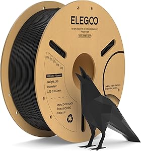 ELEGOO Filamento PLA+ 1.75 1KG Negro, Precisión Dimensional +/- 0.02mm, Carrete