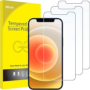 JETech Protector de Pantalla para iPhone 12/12 Pro 6,1 Pulgadas, Vidrio Cristal