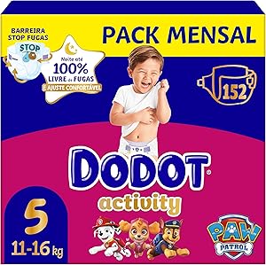 Dodot Pañales Bebé Activity, Talla 5, 152 Pañales, Hasta 12h de Protección