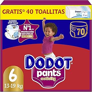 Dodot Pañal-Braguita Activity Pants, Talla 6, 70 Pañales + Regalo de 1 Pack de