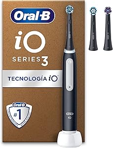 Oral-B iO 3 Cepillo de Dientes Eléctrico Negro con 3 Cabezales, 3 Modos De