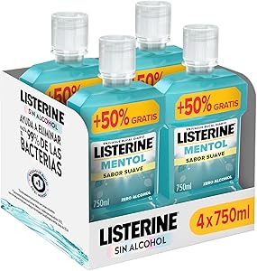Listerine Mentol Sabor Suave, enjuague bucal con flúor, colutorio encías con 24