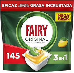 Fairy Original Todo En Uno Cápsulas De Lavavajillas, Limón, 5 x 29 Cápsulas,