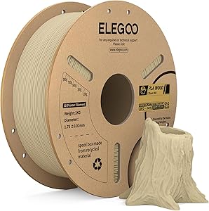ELEGOO Filamento PLA 1.75 1KG Abedul Claro, con Harina de Madera Real Añadida,