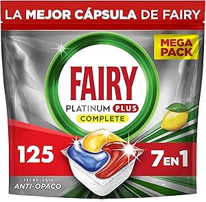 Fairy Platinum Plus Limón Cápsulas De Lavavajillas Todo En Uno, 125 Cápsulas,
