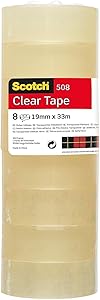 Scotch Cinta Adhesiva Transparente - 8 rollos - 19mm x 33m - Cinta Adhesiva