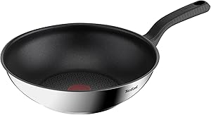 Tefal Comfort Max - Sartén wok 28 cm antiadherente, acero inoxidable 18/10,