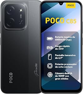 XIAOMI POCO C85 - Smartphone de 8+256GB, Cámara Dual de 50MP con AI, Pantalla