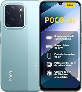 XIAOMI POCO C85 - Smartphone de 8+256GB, Cámara Dual de 50MP con AI, Pantalla
