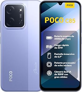 XIAOMI POCO C85 - Smartphone de 8+256GB, Cámara Dual de 50MP con AI, Pantalla