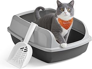 Feandrea Caja Arenero con Bordes Altos, Tamaño XL, Abierta, con Pala, para