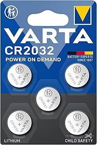 VARTA Pilas de Botón CR2032 de litio, paquete de 5, Power on Demand, Lithium,