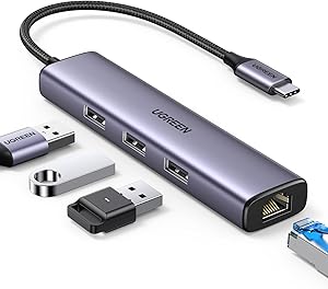 UGREEN Hub USB C a Ethernet 4 en 1 1000 Mbps Adaptador Thunderbolt 3 a Gigabit