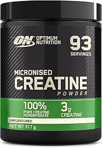 Optimum Nutrition Creatina Micronizada en Polvo, Sin Sabor, 317g, 93 Servicios