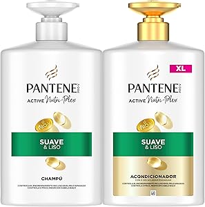 Pantene Pro-V Suave Y Liso Champú 1000ml Y Acondicionador 800ml, Con