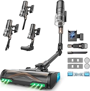 La Aspiradora Definitiva: Proscenic P20 Aspiradora sin Cable 70kPa/680W/70Mins, Autoportante con Barra Plegable, Limpia Bajo Muebles sin Agacharte, Aspiradora con Cepillo Anti-Enredo para Pelo de Mascotas/Suelos/Alfombras [Clase de eficiencia energética A+++]| ¡Descuento del 21% - 40.00€ de ahorro!