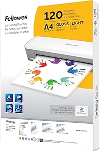 Fellowes Pack de 120 fundas de plastificar A4, Acabado brillo, 120 unidades -