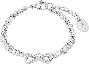 s.Oliver Pulsera de cuero de acero inoxidable para niños, viene en caja de