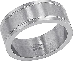 s.Oliver Anillo Anillos de acero inoxidable para hombres, plata, viene en caja