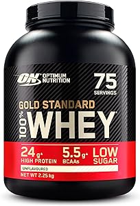 Optimum Nutrition Gold Standard 100% Whey, Proteína en Polvo, Sin Sabor,