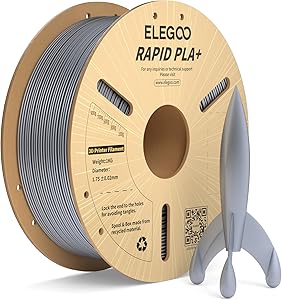 ELEGOO Filamento PLA+ de Alta Velocidad 1.75 1KG Plata, 30-600mm/s Filamento
