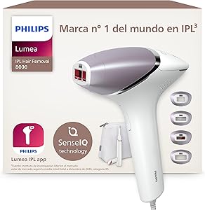 Philips Lumea serie 8000, dispositivo de depilación IPL, alternativa de depilación láser, tecnología SenseIQ, 4 accesorios para el cuerpo, lápiz recortador compacto satén, BRI949/00 - Oferta del 45% | Solo 319.99€