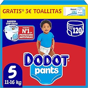 Dodot Bebé Pants Pañales, Talla 5, 11-16 kg, 120 Pañales, Pañal-Braguita con