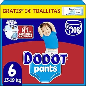 Dodot Bebé Pants Pañales, Talla 6, 13-19 kg, 108 Pañales, Pañal-Braguita con