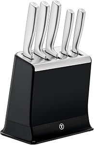 Tefal EverSharp, Set de 5 cuchillos, Bloque con afilador, Acero Inoxidable,