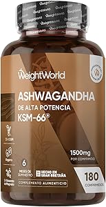 Ashwagandha KSM-66 1500mg, 180 Comprimidos, 6 Meses de Suministro - 12:1 del