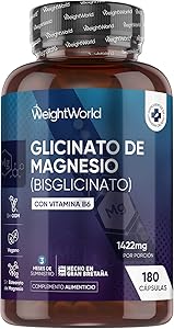 Glicinato de Magnesio 1422mg con Vitamina B6-180 Cápsulas Veganas que Aportan