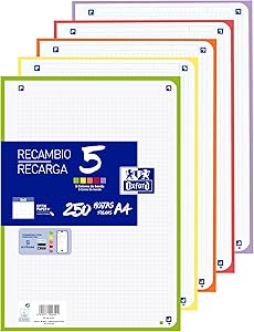 Oxford Hojas Cuadriculadas A4 Perforadas, Recambio Archivador, 250 Hojas, All Ofertas Outlet Oxford Hojas Cuadriculadas A4 Perforadas, Recambio Archivador, 250 Hojas,