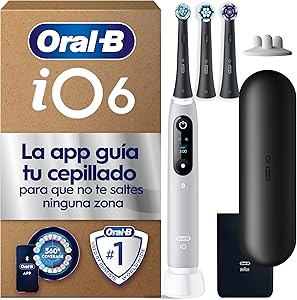 Oral-B iO 6 Cepillo De Dientes Eléctrico Gris Con Mango Recargable, 3 Cabezales