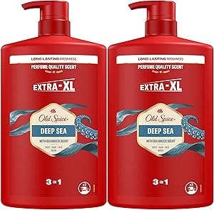 Old Spice Deep Sea Gel De Ducha Y Champú Para Hombres 2x1000ml, Gel Para Cara,