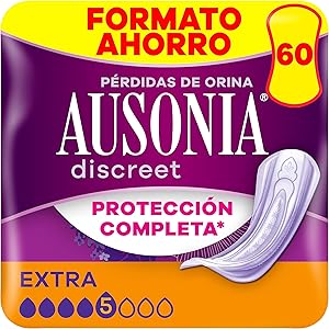 Ausonia Discreet Compresas Extra, Pack de 60,Para Pérdidas De Orina Para Mujer,