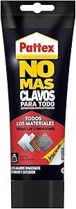 Pattex No Más Clavos Para Todo HighTack, adhesivo de montaje resistente a temperaturas extremas, pegamento fuerte en superficies húmedas, adhesivo blanco, 1 tubo x 340 g