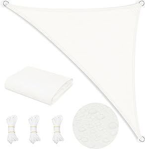 WOLTU Toldo Vela de Sombra Impermeable, Toldo Triangular 2,5x2,5x3,5 m de Poliéster 200 g/m², a Prueba de Viento y Protección Rayos UV, para Exxterior como Jardin, Patio, Piscina, Crema