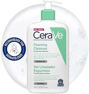 CeraVe Gel Limpiador Espumoso, Para Piel Normal a Grasa, Elimina el Exceso de Grasa y Suciedad, Enriquecido Con Ceramidas Esenciales, Niacinamida y Ácido Hialurónico, Apto para Rostro y Cuerpo, 473ml 1 CeraVe Gel Limpiador Espumoso, Para Piel Normal a Grasa, Elimina el Exceso de Grasa y Suciedad, Enriquecido Con Ceramidas Esenciales, Niacinamida y Ácido Hialurónico, Apto para Rostro y Cuerpo, 473ml