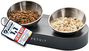 PETKIT CYBERTAIL Cuenco Elevado e Inclinado de Acero Inoxidable, Cuenco de alimentación Antideslizante sin derrames, para Gatos y Perros pequeños