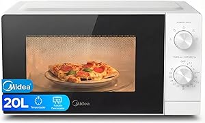 Midea Microondas 20 litros y 700 W de potencia | Microwave | Horno Microondas Blanco de Sobremesa con Plato Giratorio, Función Descongelación, 5 Niveles de Potencia Temporizador | Microondas sin grill