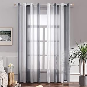 Cortinas Salon Modernas con Rayas Blanco y Gris, Bonitas Cortinas Dormitorio Juvenil con Ojales, Translucidas Visillos para Ventanas Habitacion, Visillos Salón 2 Piezas, 2X A140xL225CM 4 Cortinas Salon Modernas con Rayas Blanco y Gris, Bonitas Cortinas Dormitorio Juvenil con Ojales, Translucidas Visillos para Ventanas Habitacion, Visillos Salón 2 Piezas, 2X A140xL225CM