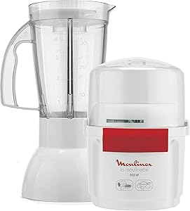 Moulinex La Moulinette, 800W, 2 en 1 Batidora y Picadora, Doble Cuchilla de Acero Inoxidable, 200g y 250ml, Ideal para Frutas Blancas y Rojas, AR6801 1 Moulinex La Moulinette, 800W, 2 en 1 Batidora y Picadora, Doble Cuchilla de Acero Inoxidable, 200g y 250ml, Ideal para Frutas Blancas y Rojas, AR6801