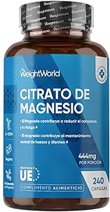 Citrato de Magnesio 240 Cápsulas Veganas - 444mg de Magnesio Puro 1 Citrato de Magnesio 240 Cápsulas Veganas - 444mg de Magnesio Puro
