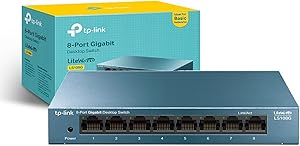 TP-Link LS108G - Switch 8 Puertos (10/100/1000) Gigabit, Carcasa metálica, Ultraligero con Super disipación de calor, Ahorro de Energía, Silencioso, Sin configuración