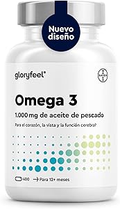 Omega 3 Aceite de Pescado - 400 Cápsulas - 1000mg por Cápsula - Con ácidos grasos Omega-3 EPA y DHA - Omega3 fish oil para colesterol, cerebro, visión y corazón*.