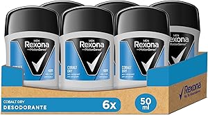 Rexona Desodorante Stick Antitranspirante para hombre Cobalt Dry 50ml - Pack de 6: La mejor opción para un día sin preocupaciones 1 Rexona Desodorante Stick Antitranspirante para hombre Cobalt Dry 50ml - Pack de 6: La mejor opción para un día sin preocupaciones