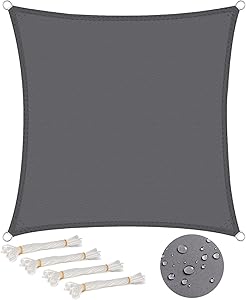 WOLTU Toldo Vela Impermeable Cuadrado 4x4 m Poliéster Protección Rayos UV