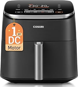 Cosori Air Fryer Turbo Blaze 6L, Freidora de Aire sin Aceite 9 en 1, 46% Más Rápida, Temporizador 1min–24H, 30°C–230°C, Airfryer con Motor DC Silencioso, Recetario Incluido, Apto para Lavavajillas 1 Cosori Air Fryer Turbo Blaze 6L, Freidora de Aire sin Aceite 9 en 1, 46% Más Rápida, Temporizador 1min–24H, 30°C–230°C, Airfryer con Motor DC Silencioso, Recetario Incluido, Apto para Lavavajillas