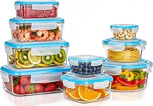 KICHLY - Recipientes De Vidrio Para Alimentos - Paquete De 9 Recipientes
