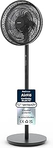Pro Breeze AirFlo Slim Altura Ajustable 70-130 cm, Ventilador de Pie Silencioso
